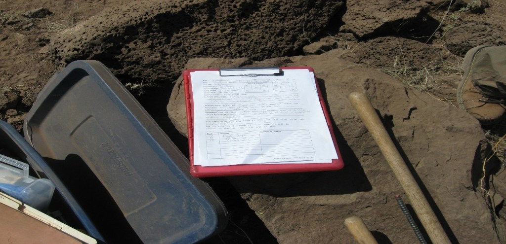 The important unit/level paperwork I filled out. This paperwork keeps the excavation organized and will be a vital piece of the puzzle for compiling the report and for laboratory analysis.