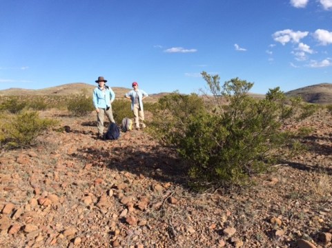 Gabriella Zaragosa and Megan Brown about to set out to flag artifacts!